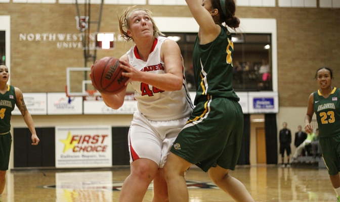 Kate Cryderman is the president of NNU's SAAC and averages 8.0 points per game this year for the Crusaders.